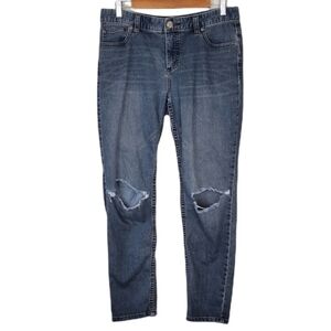Free People Women's Blue Denim Cotton Distressed Mid-Rise Casual Jeans Sz 29